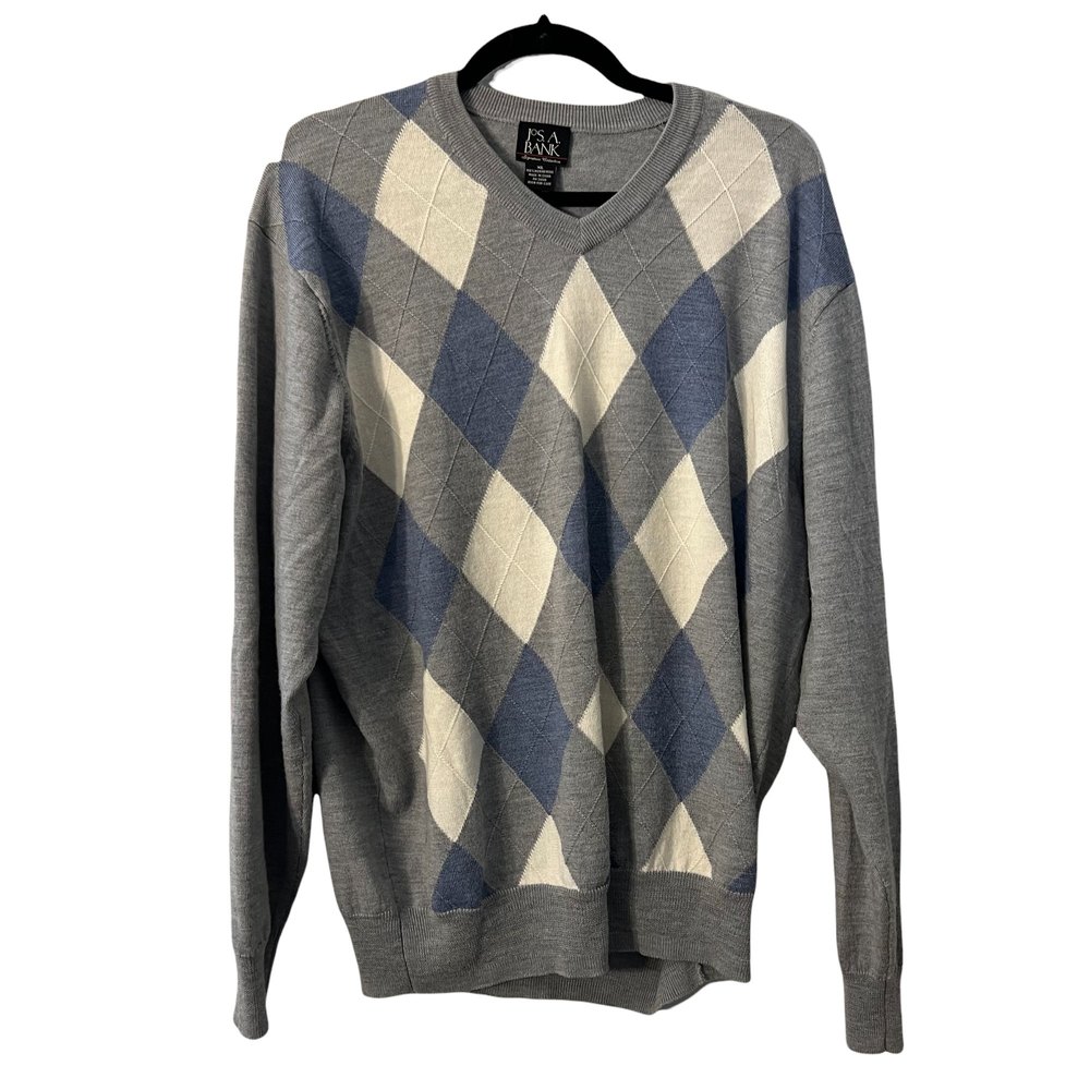 Jos. A. Bank Signature Collection Argyle 100% Merino Wool Sweater Men's …